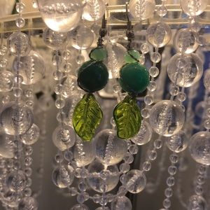 Wire Wrapped Jade Earrings